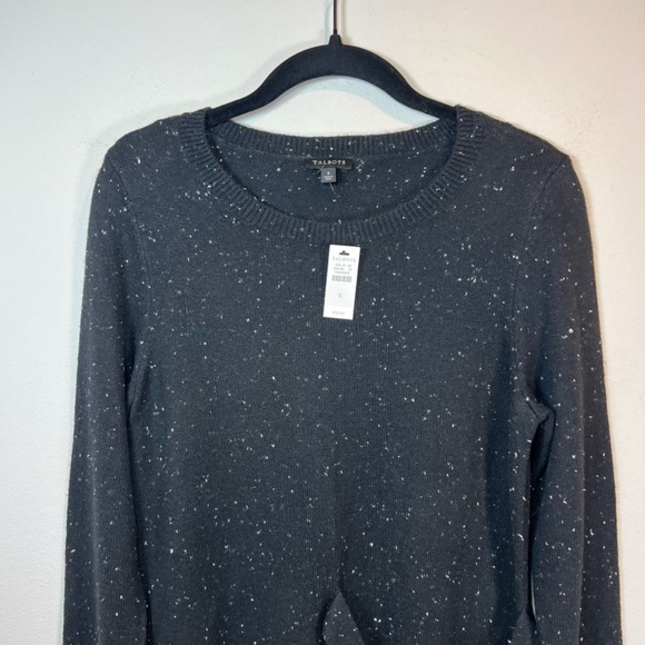 Talbots Womens Tweed Side Tie Sweater Dress Black Knit Long Sleeve Stretch Small - Picture 2 of 13